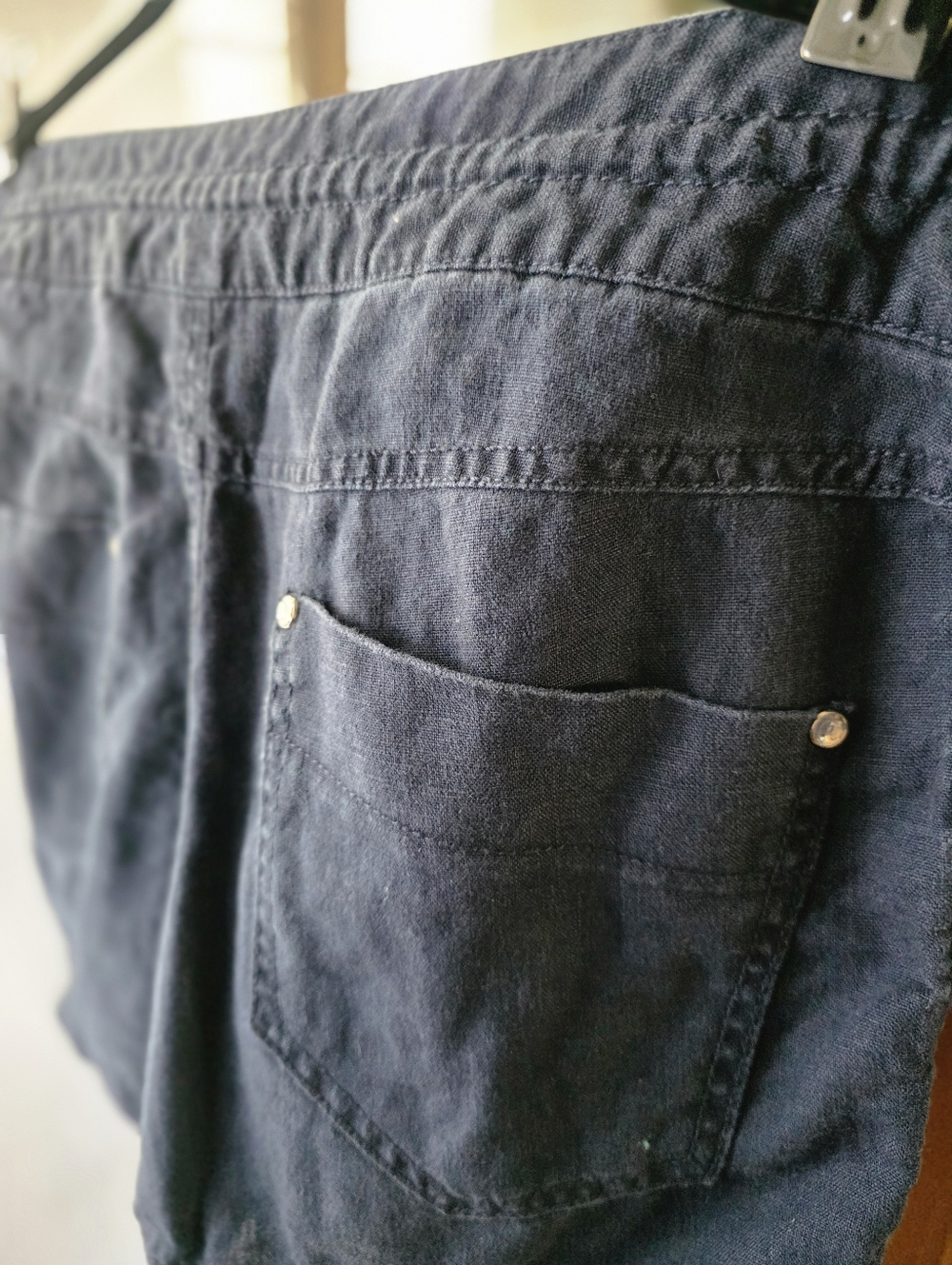 INC Crystal & Drawstring Linen Navy Blue Shorts Comfortable Beachy Vibes - Picture 5 of 7
